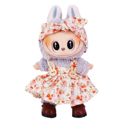 For 17Cm Plush Doll Labubu Clothes Accessories Pants Skirts Cute Overall Doll Shoes Leather Shoes Martin Boots Holiday Gifts