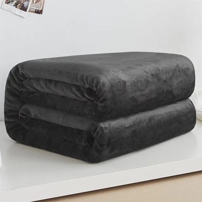Spring Winter Winter Flannel Blanket Fluffy Warm Soft Sofa Cover Bedspread Solid Blue Black Coral Fleece Plush Blankets For Beds