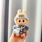 For 15-17 cm V1v2 Labubu Clothes Outfit Labubu Sitting Party Bear Label Scarf Hat Bag Dolls Accessories Cute Decoration Sweater