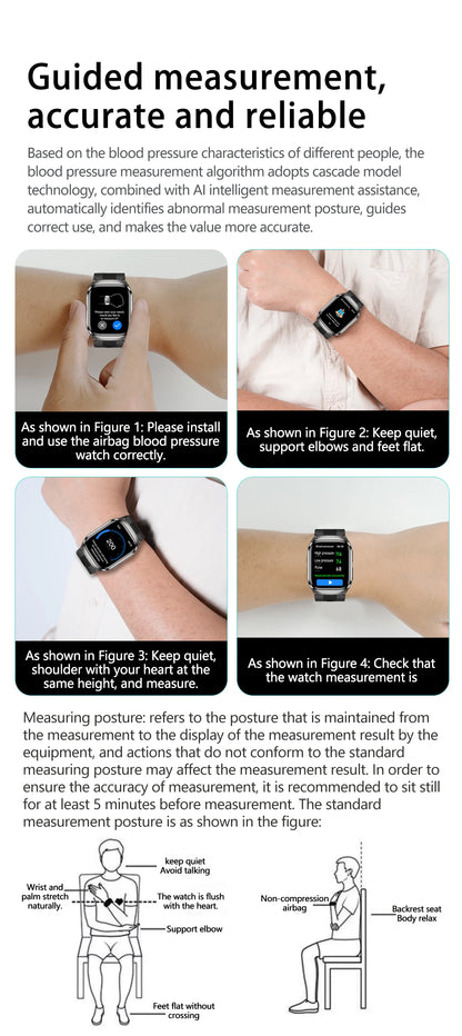 2025 AI Diagosis ECG Health Smart Watch Men Blood Pressure Lipid Uric Acid NFC Air Pump Airbag Health Smartwatches Women For IOS