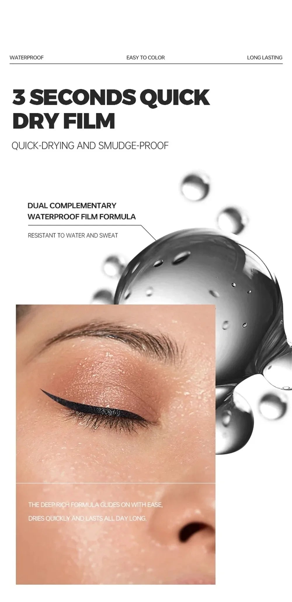 1/2 PCS Black Quick-Dry Eyeliner Pencil - 24H Lasting Smooth Matte Waterproof Anti-Smudge Liquid Eyeliner Makeup for Eyes