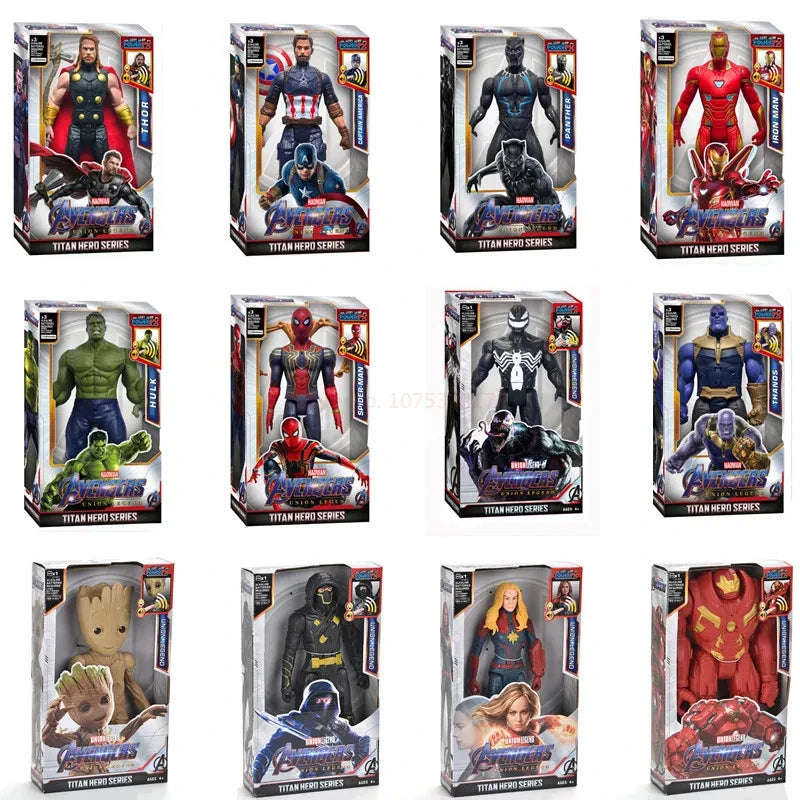 Action Toy 30cm Marvel Avengers Toy Thanos Hulk Spiderman Iron Man Captain America Thor Black Panther With Sound And Light
