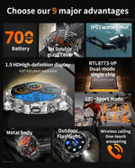 AK75 Smart Watch Flashlight 1.9inch Men Outdoors Sports Fitness Tracker 700mah Large Battery BT Calling LED Light Smartwatch