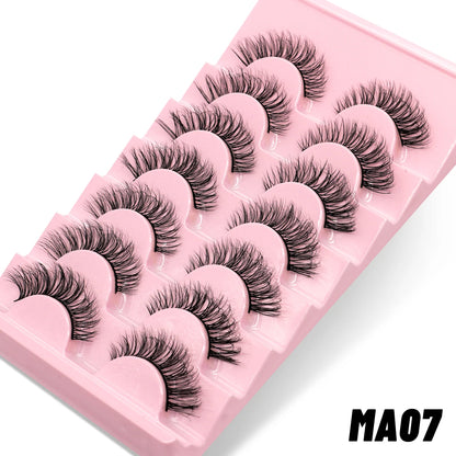 GROINNEYA 5/7 pairs Eyelashes 3D Natural False Lashes Fluffy Soft Cross Manga Lashes Wispy Natural Eyelash Extension Makeup