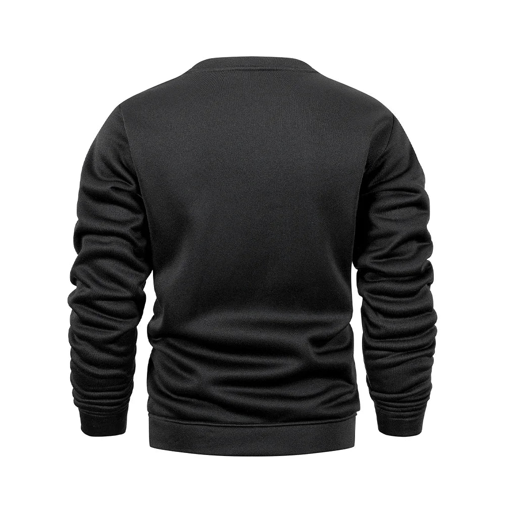 New Men's Sweater Spring Autumn Round Neck Long Sleeve Pullover Casual Sports Sweatshirt High Quality Solid Color Fleece Coat