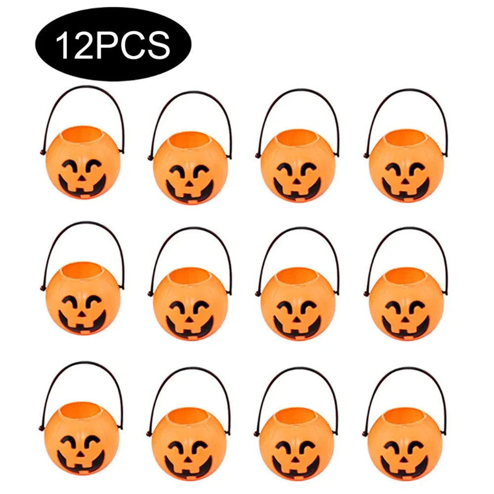 Halloween Witch Cauldron Decoration,Mini Black Plastic Witches Cauldron,Pumpkin Treat Bucket,Candy Basket,Trick Or Treat