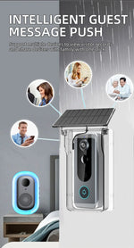 Wireless Doorbell Camera with Solar Cover 1080P Video Intercom Motion Detect Night Vision Waterproof Outdoor Smart Doorbell Wifi
