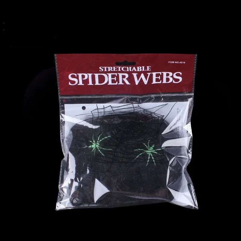 Halloween Decorations Artificial Spider Web Super Stretch Cobwebs with Fake Spiders Scary Party Scene Decor Horror House Props