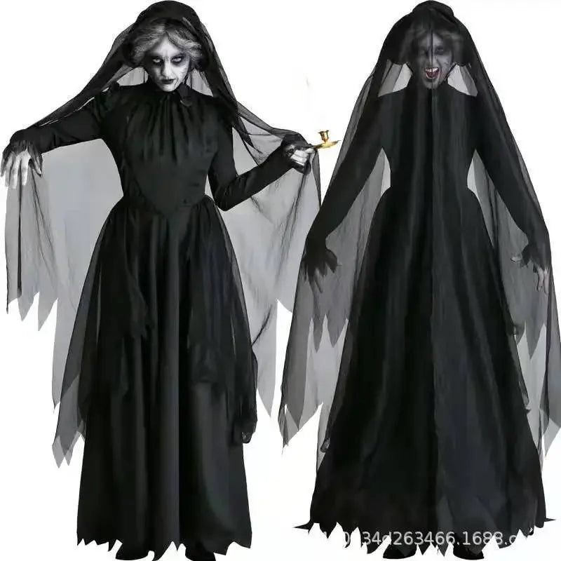Frightening Vampire Black Bridal Gown Cosplay Costume Unique Special Purpose Clothing From China Mainland For Halloween Party