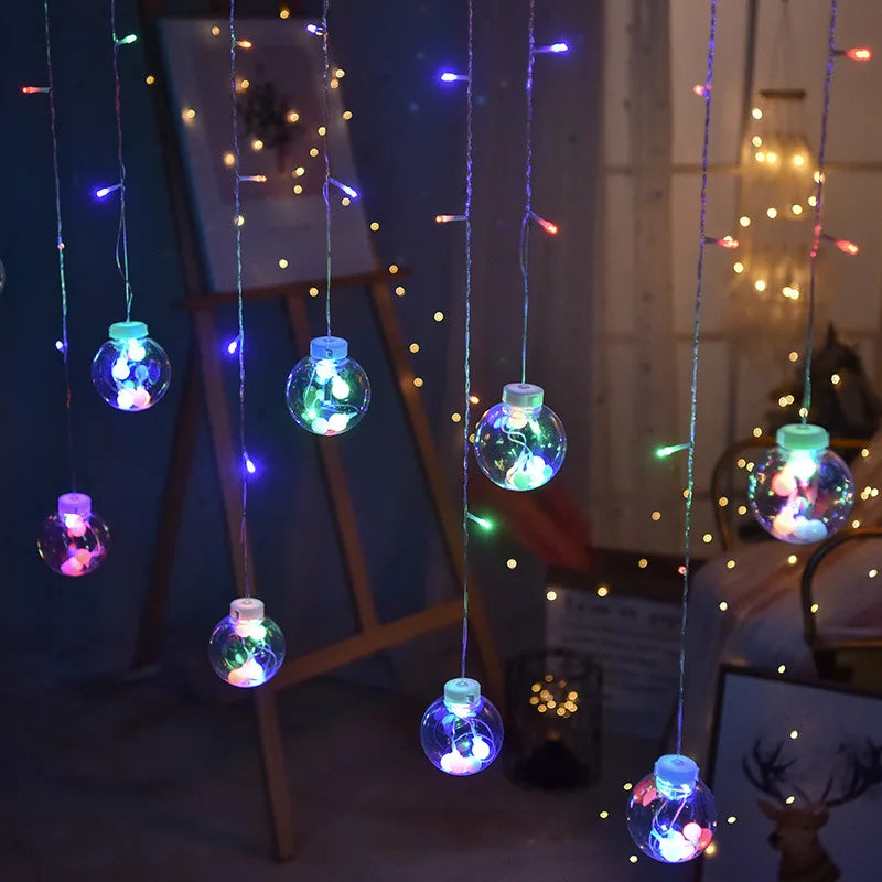 Christmas 2024 Led Lights Decoration Fairy String for Room Festoon Light Curtain Garland Party Wedding New Year's Bedroom Living
