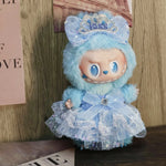 Blue Lolita Princess Skirt Dress For Labubu 3.0 V1/V2 for 20 cm cotton doll dress Outfit  for Ropa Labubu Doll Clothes