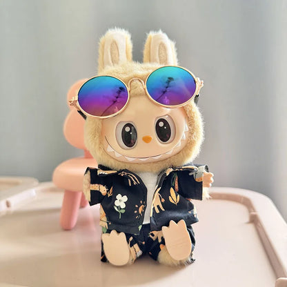 1 Set Hawaii Original Luxury Clothes for Labubu V1 V2 Cute Shark Duck Shoes Shirt Pants Glasses Beach Clothes Suit for Labubu