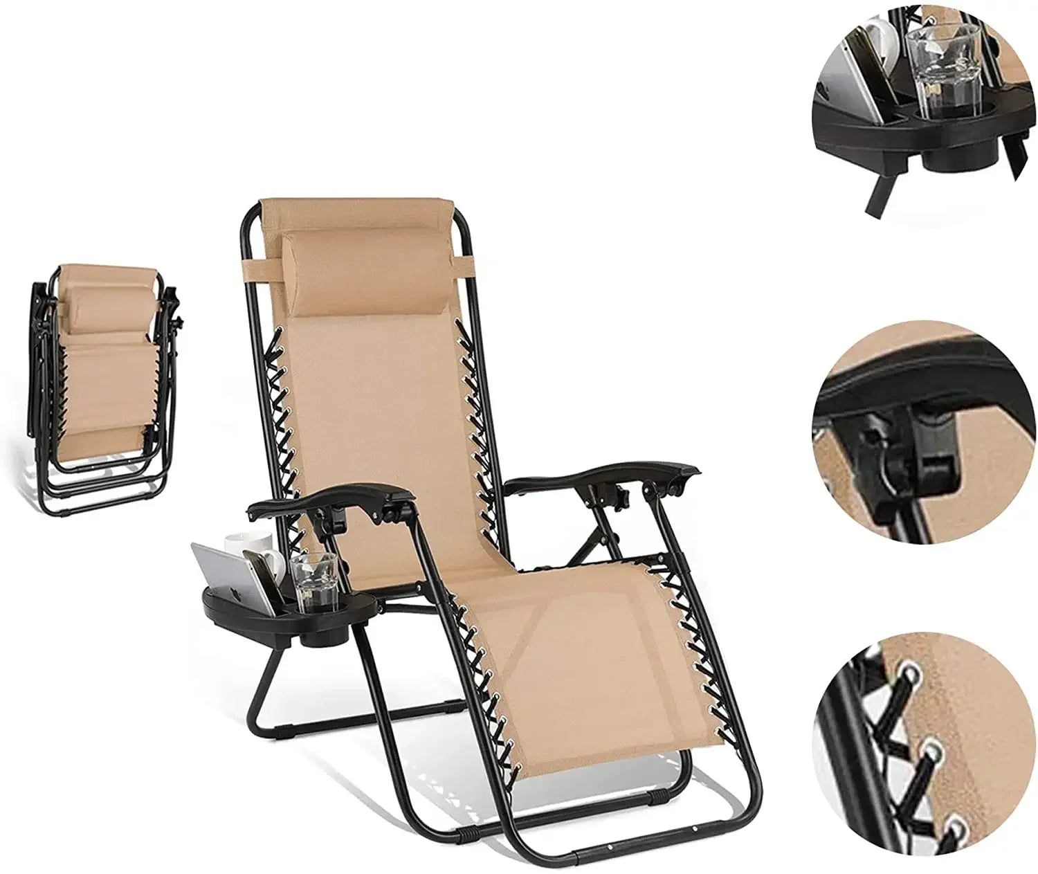 Homfa Folding Sun Lounger Set with Table