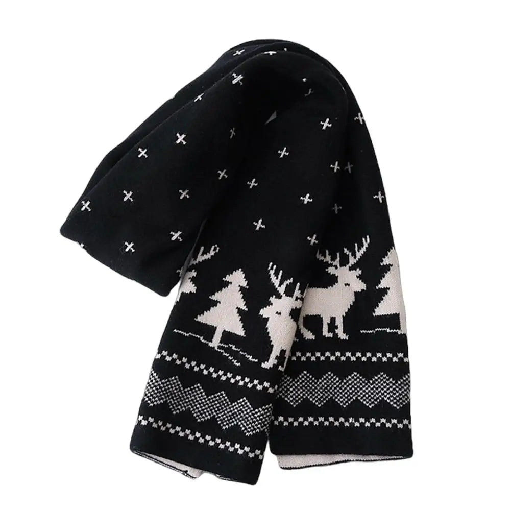 Christmas Atmosphere Santa Claus Knitted Red Scarf For Women New Style Warm Neck Protection Knitted Scarf Versatile Shawl