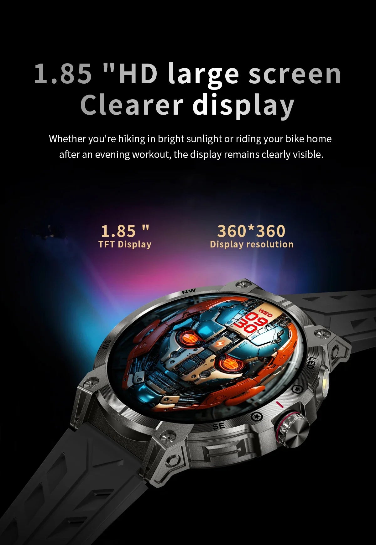 Xiaomi 760mAh Large Battery Outdoor Smart Watch Men 1.85 inch HD Screen GPS Compass Bluetooth Call IP68 Waterproof Smartwatch