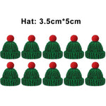 Mini Santa Knitted Hat & Scarf Small Christmas Costume for Cat Rabbit Doll Lollipop Bottle Cap DIY Xmas Party Dinner Decoration