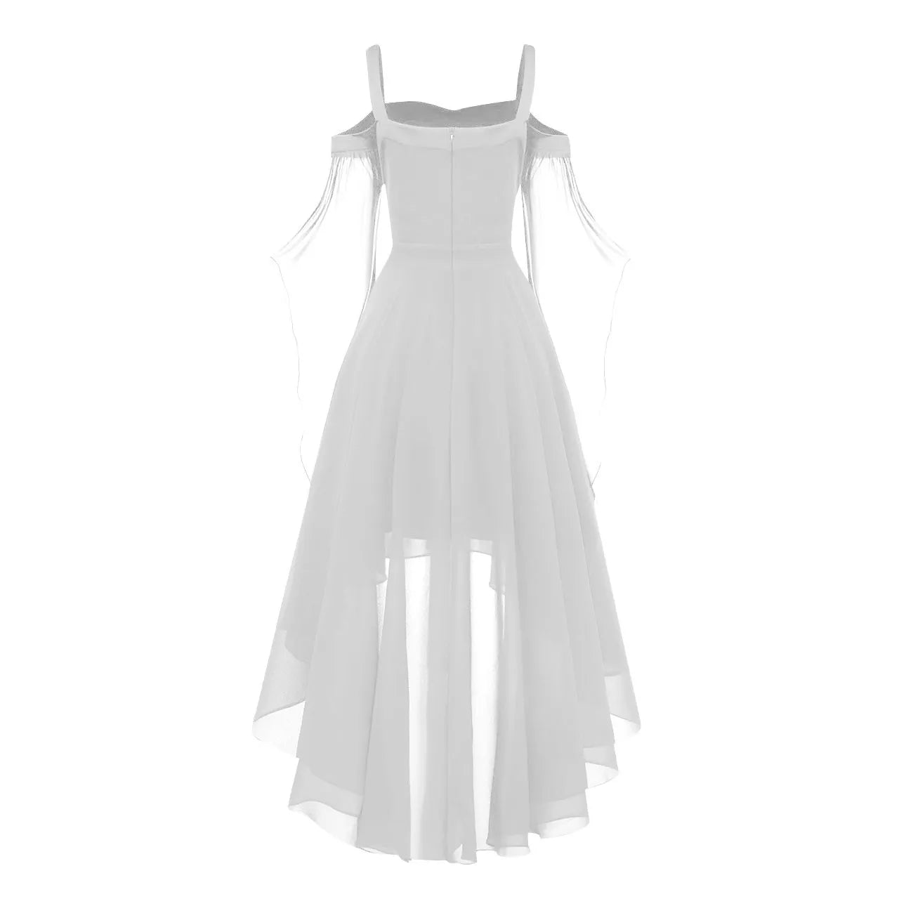 Halloween Witch Cosplay Costumes Women Casual Plus Size Cold Shoulder Dress Solid Color Chiffon Butterfly Sleeve Gothic Dress