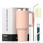 591ml Stainless Steel Insulated Cup 20oz Tumbler with Handle and Straw Keep Cold and Hot Thermal Mug Portable Car Travel Mug