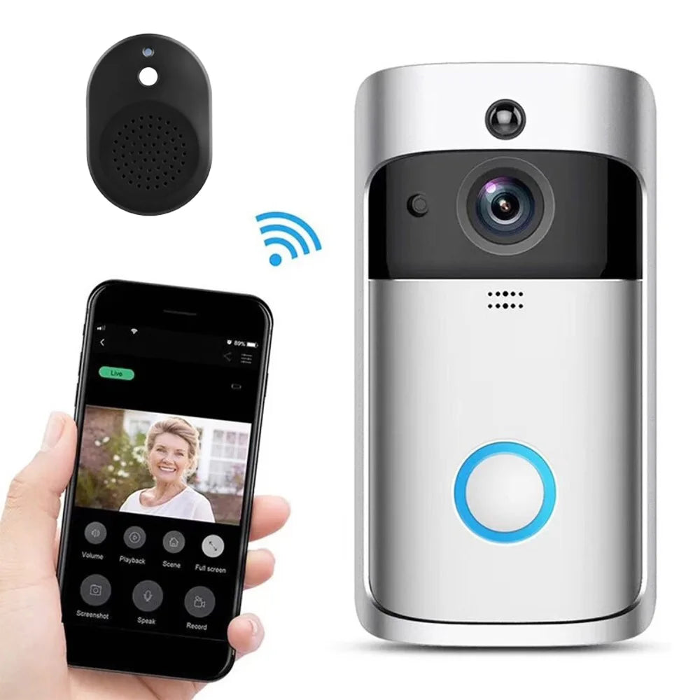 Smart V5 Video Doorbell Wireless WiFi Security Door Bell Visual 720P HD Remote Home Monitor Night Vision Intercom Door Phone