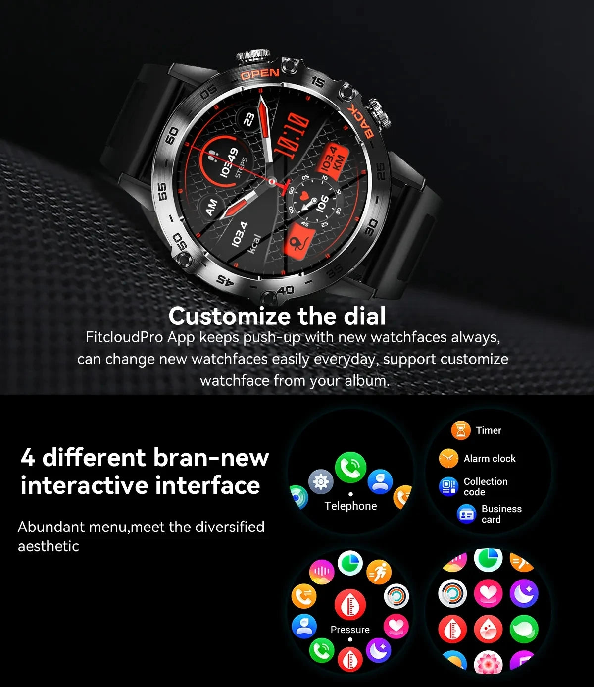 K52 Smart Watch Men 1.39inch IPS Screen Bluetooth Call Custom Dial Heart Rate Health Monitoring Outdoor Sport Smartwatch