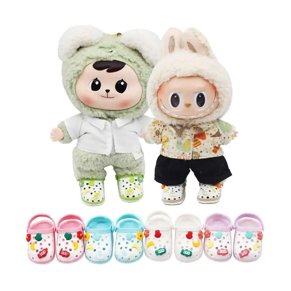 labubu Doll Slippers Shoes (4.3*2.0cm) for Labubu Macaron bao-ao bao ao &15cm EXO Plush Doll & 1/6