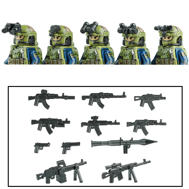 City Army Figures Building Blocks Russia Army Soldiers Weapons Special Combat Uniform Shield Combat Vests Shields Brick Toys