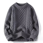 Trendy Knitted Sweater For Men Casual Round Neck Warm Inner Loose-fit Pullover Cozy Soft Supple Fall Winter Fashion