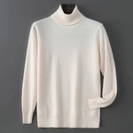 Men's 100% Pure Wool Pullover Sweater For Autumn Winter High Collar Knitted Long Sleeved Loose Solid Color Casual Simple Warmtop