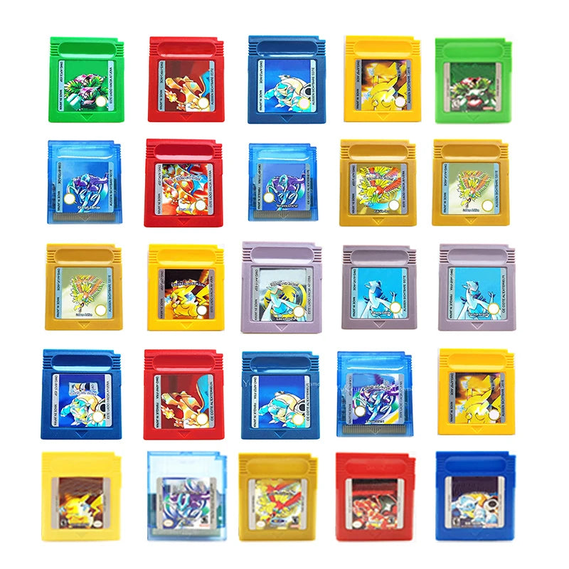 Pokemon Red Blue Crystal Golden Green Silver Yellow GBC Game Card 16 Bit Video Game Cartridge Console Cards For GB/SP