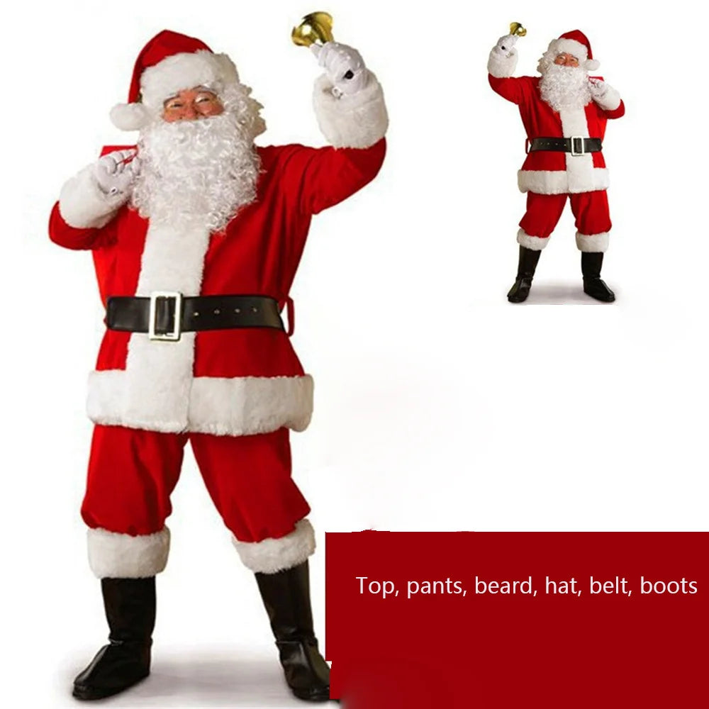 Christmas Santa Claus Costume Men's Adult Christmas Eve Performance Clothing Traditional Red And White Suit for Modern Dance