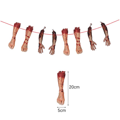 Halloween Terror Banner Blood Hand Foot Knife Skeleton Horror Flag Pulling Ghost Festival Decor Happy Halloween Party Decor
