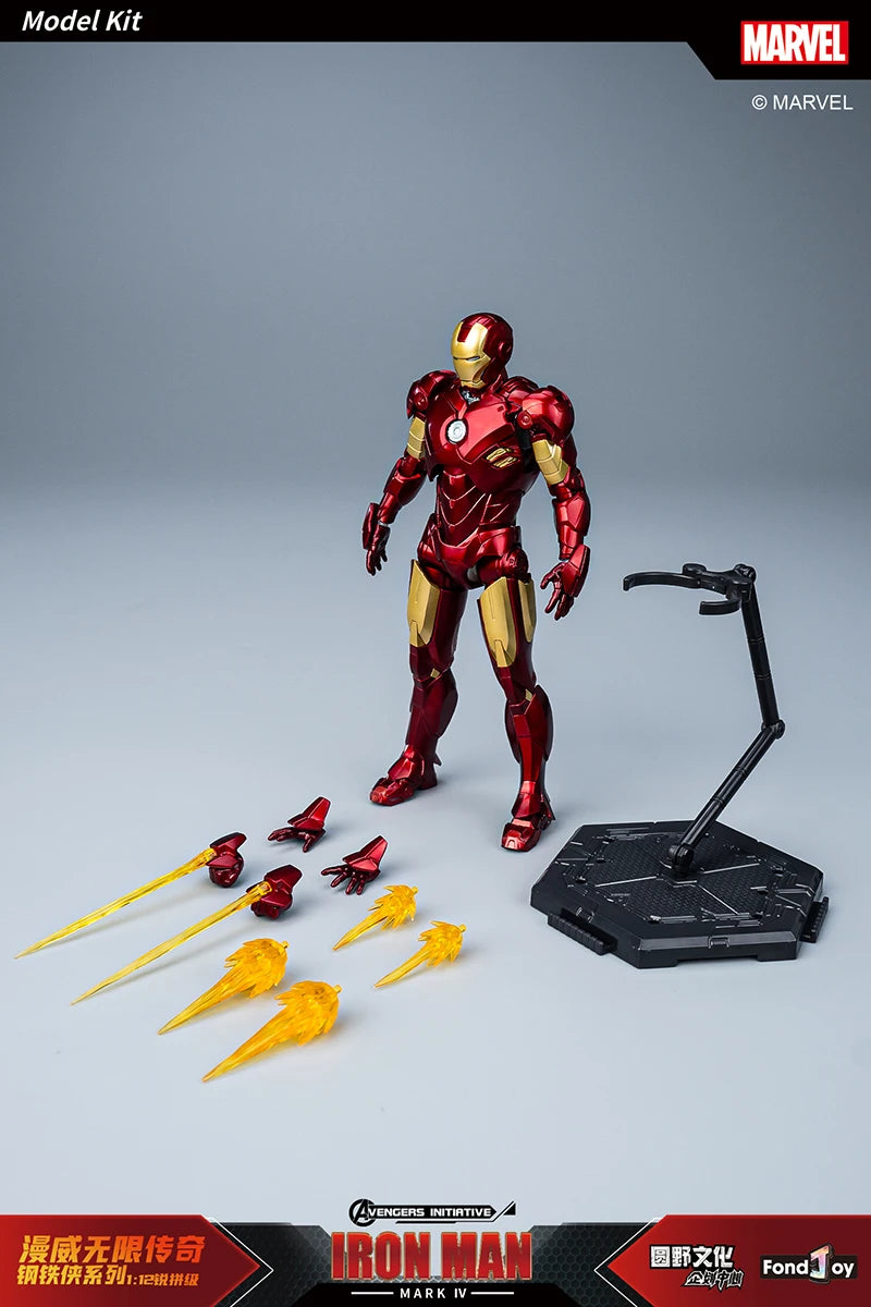 Fondjoy Marvel Iron Man MK1 Assemble Toy ABS Material First Generation Iron Man 1/12 Action Figures Toy Birthday Gifts for Boys