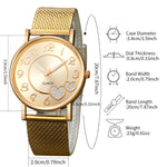 3/6PCS Fashion Heart Women's Watch Plastic Band Analog Golden Quartz Watches Butterfly Jewelry Set(Without Box)