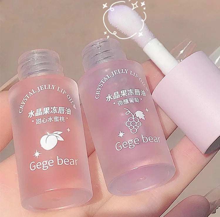 Gege Bear Crystal Jelly Fruit Lip Oil Peach Grape Avacado Hydrating Moisturizing Nourishing And Lightening Lips Line