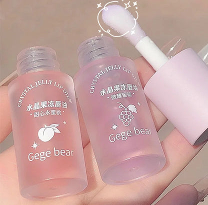 Gege Bear Crystal Jelly Fruit Lip Oil Peach Grape Avacado Hydrating Moisturizing Nourishing And Lightening Lips Line