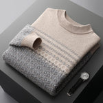 Men's Sweater Pullover Long Sleeve 100 Pure Woolen Sweater Autumn/Winter New Half High Collar Jacquard Knit Thickened Casual Top