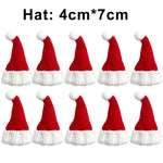Mini Santa Knitted Hat & Scarf Small Christmas Costume for Cat Rabbit Doll Lollipop Bottle Cap DIY Xmas Party Dinner Decoration