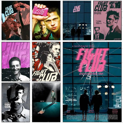Movie Sticky Fight Club Poster High-definition art sticker Self adhesive waterproof home decoration for living room