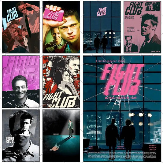 Movie Sticky Fight Club Poster High-definition art sticker Self adhesive waterproof home decoration for living room
