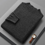 Autumn Winter Seamless Readymade Garments Men's Half High Neck Pullover Long Sleeve Loose Sweater 100% Wool Casual Knit Underlay