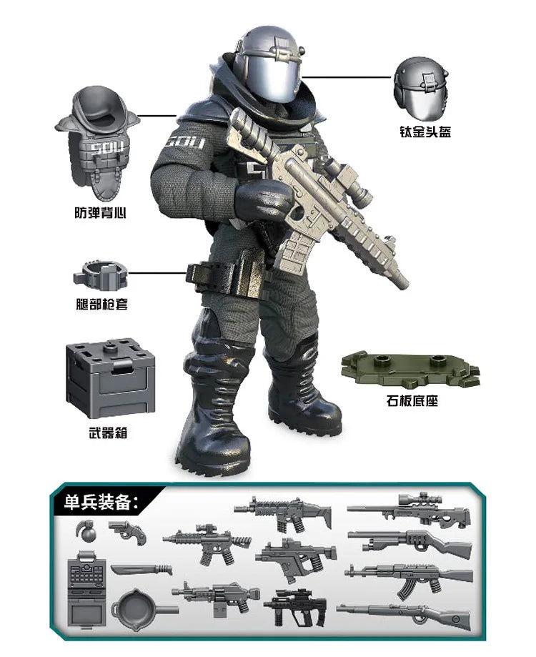 WW2 Eagle Special Forces Military Action Figures Soldiers SWAT Model Building Blocks Bricks Boy's Toys Boys Action Figure