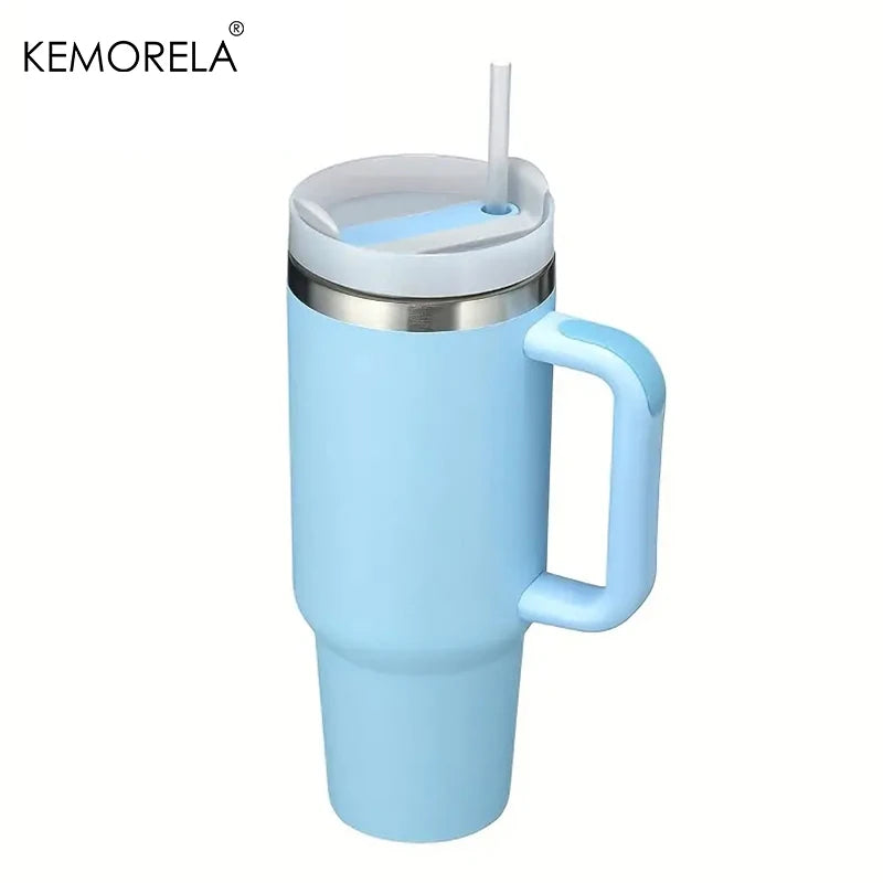 KEMORELA 30&40 oz Tumbler With Handle Lid Straw 887/1182ML Stainless Steel Water Bottle Vacuum Thermos Cup Travel Car Coffee Mug