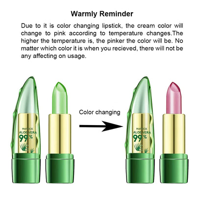 Aloe Vera Warm Change Lipstick for long-lasting lip protection, moisturizing and color changing, magical color change