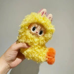 For Labubu Doll Clothes Fried Shrimp Onesie 1st 2nd 3rd Gen 17cm Labubu Sitting Party Yellow Outfit Vinyl Dolls Accessories