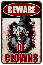 Halloween Signs Clown Decorations Creepy Stuff Scary Clown Decor For Circus Yard Warning Metal Sign Beware Of Clowns 12x8 In