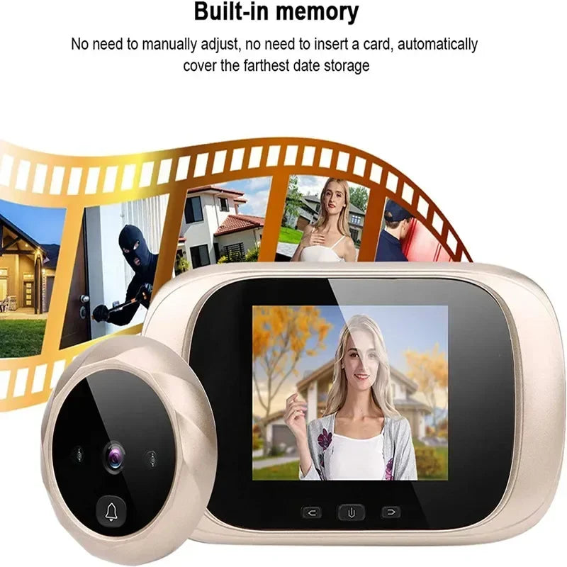 2.8-inch Video Doorbell LCD Screen Digital Doorbell Monitor with Surveillance Camera Display Outdoor Motion Detection Eye