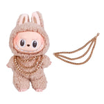 Luxury Tidal Current Labubu Black Hip Hop Mask Knitted Hat Accessories 3-Layer Big Gold Chain Street Fashion Doll Ornaments