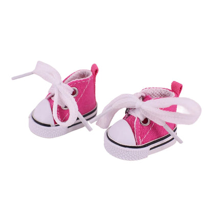 3.8cm Doll Shoes Solid Color Pop Lace up Canvas Shoe PU Shoes For 17cm Labubu Doll Clothes Accessories,Girl's Toys Clothing Gift