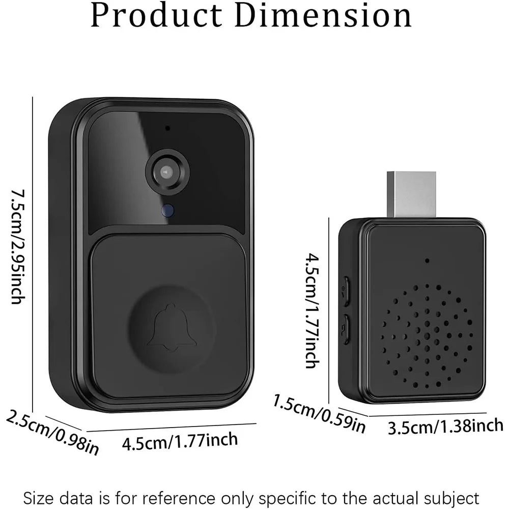 WiFi Wireless Doorbell Camera with Chime Smart Video Night Vision Indoor Security Two-Way Intercom Door Bell for Home Office