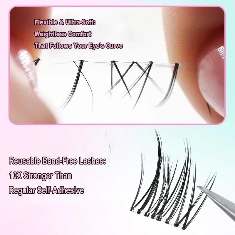 Upgraded Sunflower False Eyelashes No Glue Fake Lashes  Natural Reusable Band-Free Lashes Manga Lash Makeup Korean
